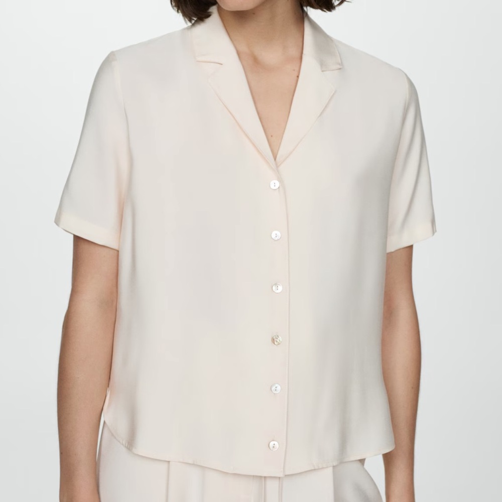 Mango short sleeved satin shirt